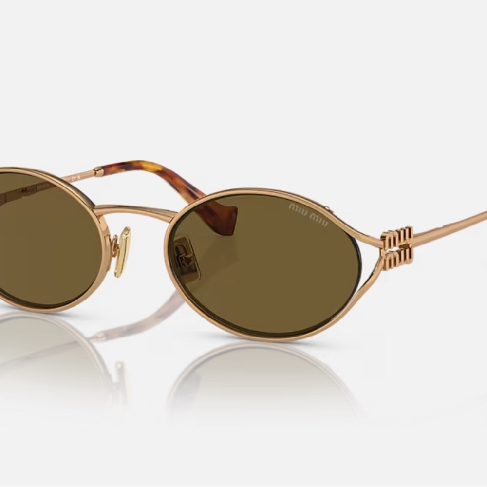 Miu Miu Elegant Gold and Brown Sunglasses